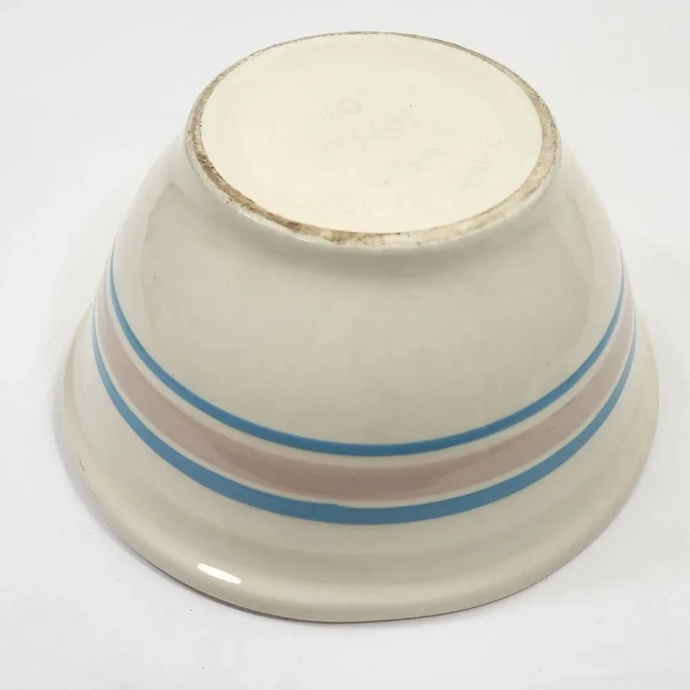 McCoy Oven Ware Pink Blue Nesting Mixing Bowls Set 8 & 10 Vintage Stoneware USA
